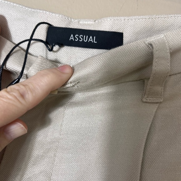 NWOT ASSUAL Casual Linen Blend Khaki Lightweight Pants Size XL Lagenlook Boho - Picture 2 of 8